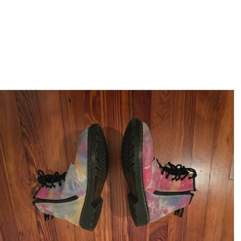 Dr. Martens 1460 Y Kids Tie Dye Suede Lace Up Side Zip Boots Multi Color Size 5M